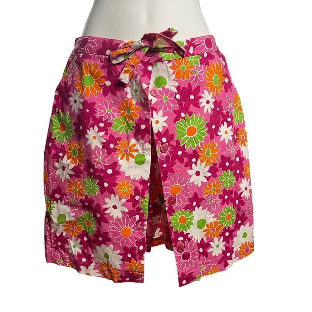 Vintage Sag Harbor Sport Pink Floral Golf Tennis Button Down Front Skort Size 8P - Picture 2 of 8